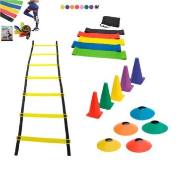 Imagem de Kit Funcional Treino Agilidade 05 Cones 05 Chapéu Chinês Escada 7 Degr
