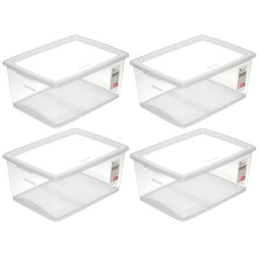 Imagem de Kit 4 Caixas Organizadoras com Tampa Click 30L Empilháveis de Plástico