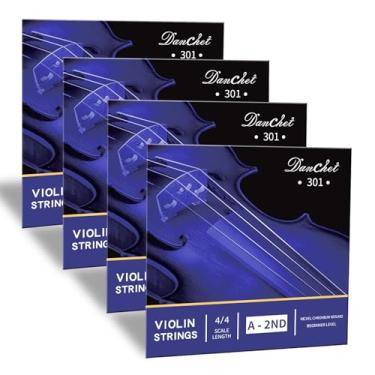 Imagem de Danchet Cordas de violino 4/4 A2. 4 peças de nível iniciante, extremidade esférica, ferida de níquel cromo 301..