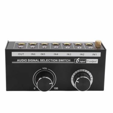 Imagem de Comutador de áudio 6 Em 1, Conversor de Sinal de áudio de Metal, Com Ajuste de Volume para Pré-amplificador e Cd Player