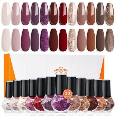 Imagem de Conjunto de Esmaltes Modelones 12 Cores - Tons Bordô, Vermelho e Doura