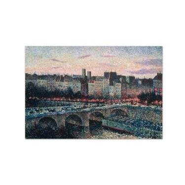 Imagem de MUHJDYC Impressão em tela famosa de arte de parede - imagem de paisagem urbana em tela - reprodução de pintura de arte de artista - pôster para decoração de casa (cais à noite) 30 x 45 cm sem moldura