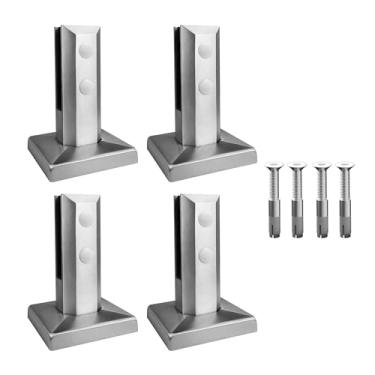 Imagem de Torneira de grade de vidro, pacote com 4 peças de aço inoxidável 304 1450 g espigões de vidro quadrado resistente suporte de grampo para cerca de piscina casa jardim escadas balaustrada varanda