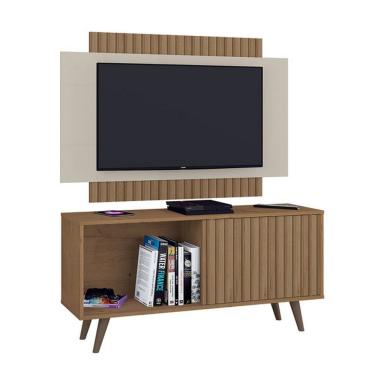 Imagem de Rack Com Painel Malaga Atualle Canelato Rústico Com Natura Off White