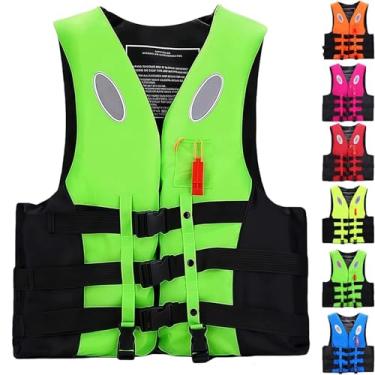 Imagem de Caixa Salva -vidas De Caiaque Com Cinto Ajustável, Tiras Reflexivas, Apito, Colete Salva -vidas Para Meninas Para Meninas Para Caiaque, Passeios De Barco, Esportes Aquáticos,3XL,Green