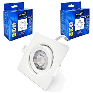 Imagem de Kit 2 Spot Led Quadrado Embutir Branco Quente 3000k 5w Teto