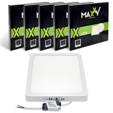 Imagem de 5x Painel Led Plafon Quadrado Sobrepor 18w Branco Luz Neutra
