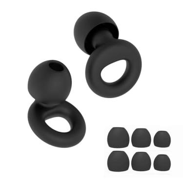 Imagem de Tampão de Ouvido Macio Para Dormir e Autismo Protetor Auricular Abafador de Ruído - 4 Tamanhos Silicone Reutilizável Circular Premium (Preto, Tamanho único)