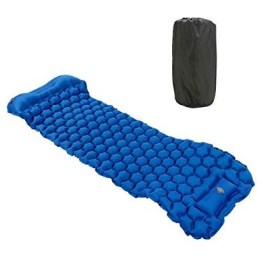Imagem de Tapete de almofada de dormir colchão inflável para acampamento - resistente a rasgos e confortável tapete de dormir para barraca caminhadas viagens - adequado para tendas e redes (azul marinho