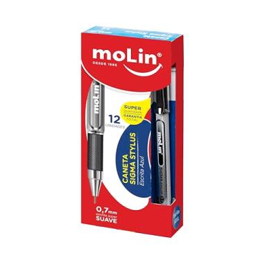 Imagem de Caneta Esferografica Sigma Stylus 0.7mm Azul - Caixa com 12 Molin, Multicor