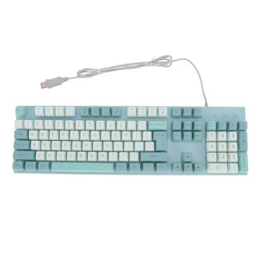 Imagem de Wired Gaming Keyboard Painel de Metal Impressão Grande USB iluminado teclado com retroiluminação para Computador Portátil Idosos Gamers ABS Preto (Branco azulado do céu)