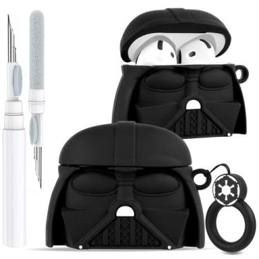 Imagem de Capa para AirPods 4 Toyuma Cute Kawaii Cartoon de silicone preta