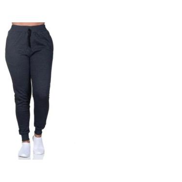 Imagem de Calça Feminina Moletom Lisa Modelo Slim Punho - LGAMN, Grafite, G