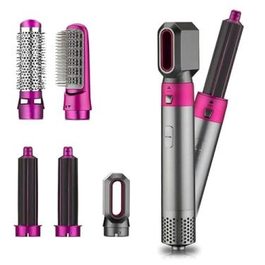 Imagem de Escova Secadora Modeladora 5 em 1 Elétrica Profissional Ar Quente 1000W com Acessórios – Alisa, Seca, Modela e Faz Cachos Rápido