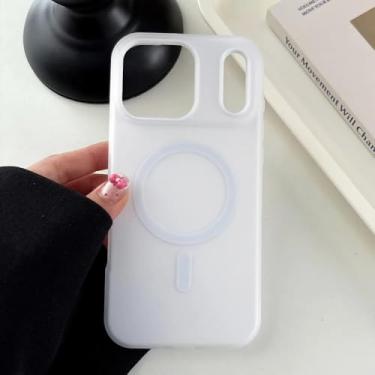Imagem de Capa Candy Matte para iPhone 16, 15, 14, 13, 12 Pro Max 11, 16Plus, 16E SE4, magnética, transparente, 2 em 1, branca, para i
