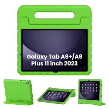 Imagem de Thoreta Capa infantil para Samsung Galaxy Tab А9+/A9 Plus 27.9 cm 2023 (SM-X210 / SM-X215 / SM-X216), capa protetora de espuma EVA à prova de choque para crianças com alça dobrável, verde