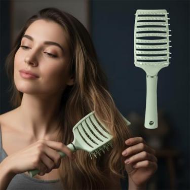 Imagem de Escova de cabelo curvada, ventilada, desembaraçadora, profissional, para cabelo liso cacheado e seco