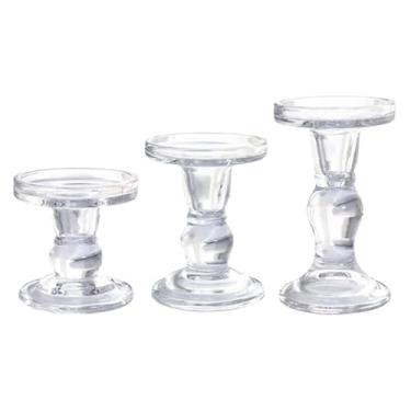 Imagem de Suporte de castiçal de vidro | Castiçal cônico, decoração de mesa de jantar, centro de mesa, decoração de casa para casamento, festa de aniversário, Halloween, casa de fazenda, quarto, cozinha, Natal