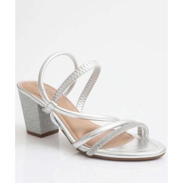 Imagem de Sandália Salto Grosso Feminina Beira Rio Prateada-01052, 37, Prateado