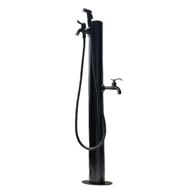 Imagem de Poste de fonte de água externa com 2 torneiras - torneira de jardim anticongelante independente para irrigação e lavagem - Coluna de água preta durável para uso externo