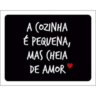 Imagem de Kit 3 Placas Cozinha Pequena Cheia Amor 27X35 - Sinalizo
