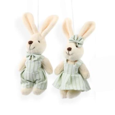 Imagem de Pingente Pelucia De Páscoa Mini Coelho Casal Candy Verde 15cm 1Un