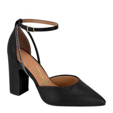 Imagem de Sapato Social Scarpin Salto Médio Grosso Strass Moda Vizzano, Preto cr