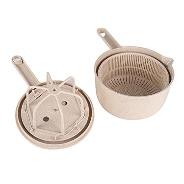 Imagem de Spinner de salada, girador de alface com tigela e colher secador manual de alface com filtro de ovo para cozinha, lavagem manual de arroz de legumes(Beige)