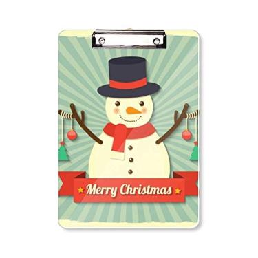 Imagem de Merry Christmas Snowman Desenho Ilustração Prancheta Pasta Bloco de Escrita Placa de Apoio A4
