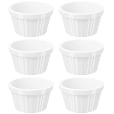 Imagem de Conjunto 6 Ramekins Brancos Canelados 90ml Plástico Potinho