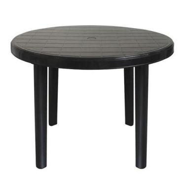 Imagem de Mesa Lazer Redonda Plastico Desmontável Preta Arqplast