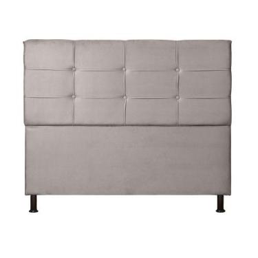 Imagem de Cabeceira estofada casal box queem 160cm com pés suede cinza - Safira 