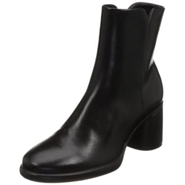 Imagem de ECCO Bota feminina de cano curto esculpida de luxo 55 mm, Couro liso preto, 6-6.5