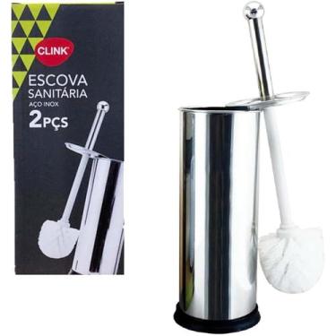 Imagem de Escova Sanitária Vassoura Vaso Aço Inox Suporte Banheiro Limpeza - Cli