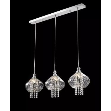 Imagem de Pendente Triplo Vidro Transparente com Cristais 3G9 PE-013/3.82 Mais Luz