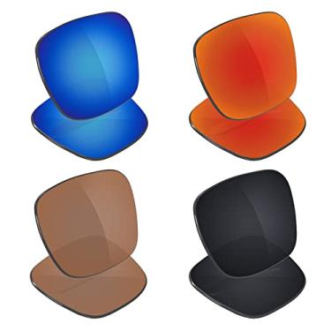 Imagem de Galvanic 4 pares de lentes polarizadas de substituição para Oakley Jupiter Squared Pack P02, Preto + rubi + âmbar + gelo polarizado - Pacote combo, Standard