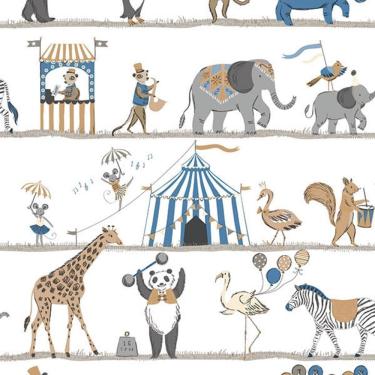 Imagem de Papel De Parede Just 4 Kids Animais Circenses G56546 - Rolo 10m X 0,52m