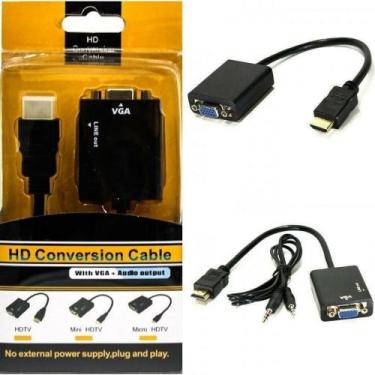 Imagem de Cabo Adaptador Conversor HDMI Para VGA Com Saida P2 Audio - Generica