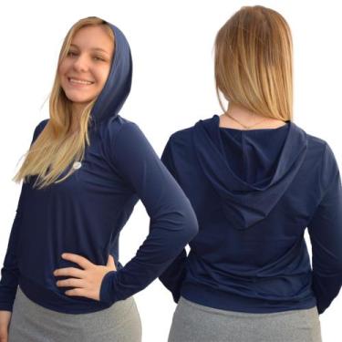 Imagem de Blusa Fitness Feminino Manga Longa com Capuz Academia Dryfit Poliamida