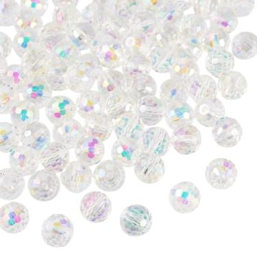 Imagem de Spritewelry Contas de vidro de cristal para fabricação de joias, 80 peças, contas de cristal redondas facetadas de 10 mm, contas de vidro banhadas a granel de cor AB para colar e pulseira