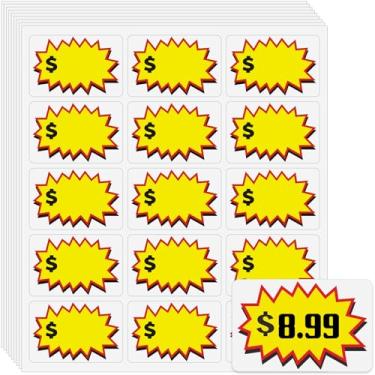 Imagem de HUKXDGXY Etiquetas autoadesivas com símbolo de dólar, 375 peças, com espaço para escrever o preço, adequadas para varejo, mercado de pulgas, venda comunitária anual, etiquetas de preço de venda de