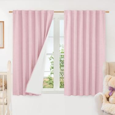 Imagem de LAMIT Cortinas de janela blackout completas para quarto de bebê, cortinas térmicas de fazenda de 137 cm, aba traseira e bolso para varão, painéis protegidos de privacidade com forro branco, 2 painéis