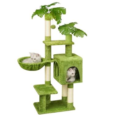 Imagem de Meecal Árvore de gato verde alta, 128 cm para gatinhos menores de 6 meses, 4 kg, torre de gatos para gatos pequenos - poste para arranhar, rede de pelúcia, condomínios duplos e brinquedos pendurados