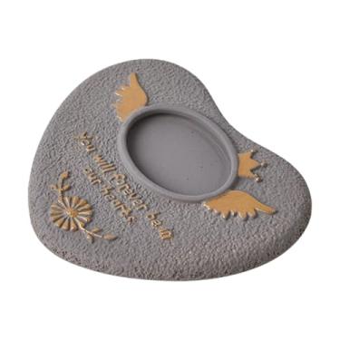 Imagem de Baoblaze Lápide de cimento para lápide de gato e cachorro, 13,5 x 15,2 x 1,5 cm, acessório resistente às intempéries para quintal, placa de cemitério, Cinza