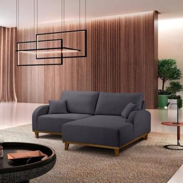 Imagem de Sofá 2 Lugares com Chaise Lado Direito 185cm em Veludo Mercúrio - Le e