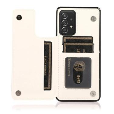 Imagem de HJZSZX Capa tipo carteira de couro para Galaxy S24 Flip (para Galaxy S24/branco)