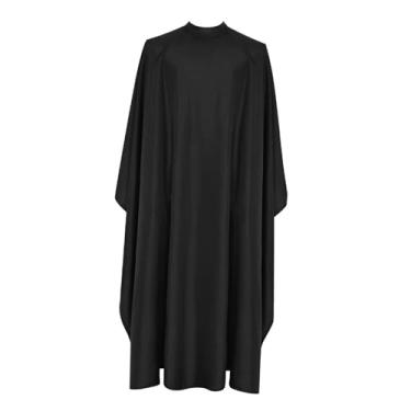 Imagem de Kokiya Capa de barbeiro para salão de cabeleireiro, de salão de cabeleireiro com fecho de pressão ajustável para adultos, capa de corte de cabelo, Preto