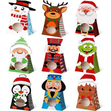 Imagem de Giiffu 54 caixas de presente de presente de Natal com janela para caixa de papel de brinde de Natal, suprimentos de lembrancinhas de festa para sala de aula, caixas de biscoito de papelão de doces de