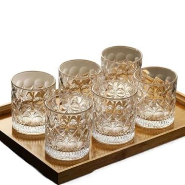 Imagem de URGDWEKJY Canecas de cerveja copo de cerveja chinês copo de cerveja de vidro criativo conjunto de 300 ml copo espiritual leve luxo esculpido copo de vinho 6 peças copo de cerveja (B)