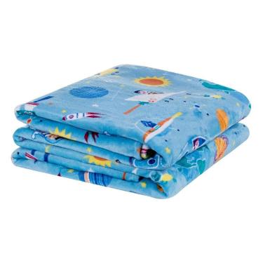 Imagem de Cobertor Fantasy Solteiro Infantil Mantinha Flannel Estampada - Astronauta